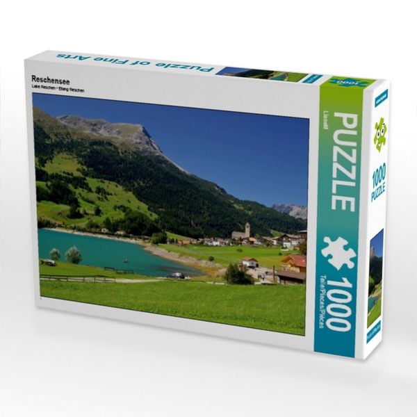 Produktbild: CALVENDO Puzzle Reschensee | 1000 Teile Lege-Gr&ouml;&szlig;e 64x48cm Foto-Puzzle f&uuml;r gl&uuml;ckliche Stunden