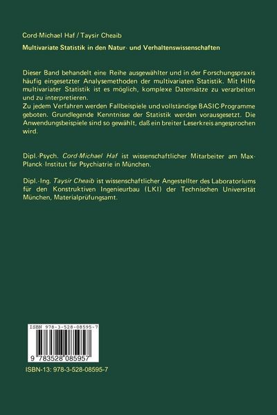 Produktbild: Multivariate Statistik in den Natur- und Verhaltenswissenschaften