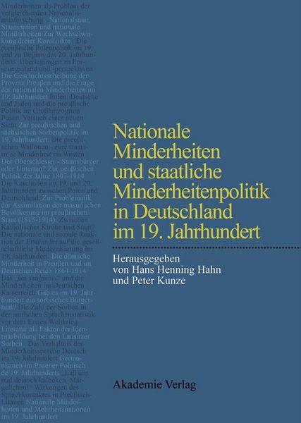 Produktbild: Nationale Minderheiten und staatliche Minderheitenpolitik in Deutschland im 19. Jahrhundert