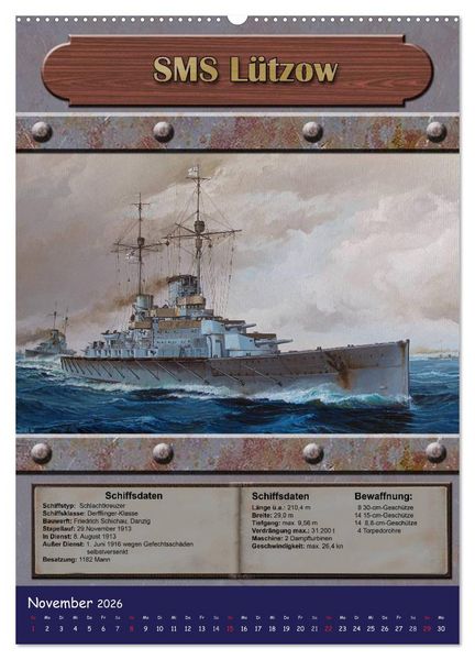 Produktbild: Die kaiserliche Marine 1871 - 1918 (Wandkalender 2026 DIN A2 hoch), CALVENDO Monatskalender