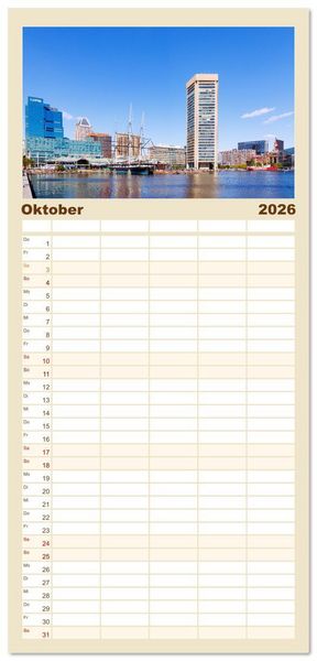 Produktbild: Familienplaner 2026 - USA Ostk&uuml;ste. Von den Blue Ridge Mountains bis zur Chesapeake Bay mit 5 Spalten (Wandkalender, 21 x 45 cm) CALVENDO