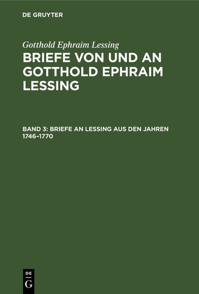 Produktbild: Briefe an Lessing aus den Jahren 1746&ndash;1770