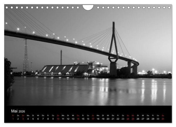 Produktbild: Hamburg monochrome Impressionen (Wandkalender 2026 DIN A4 quer), CALVENDO Monatskalender