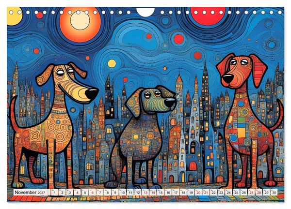 Produktbild: Bunte Hundebande (Wandkalender 2027 DIN A4 quer), CALVENDO Monatskalender