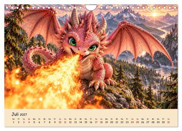 Produktbild: Kleine Fantasiedrachen und ihre Abenteuer (Wandkalender 2027 DIN A4 quer), CALVENDO Monatskalender