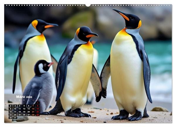 Produktbild: Mit den Pinguinen (Wandkalender 2026 DIN A2 quer), CALVENDO Monatskalender
