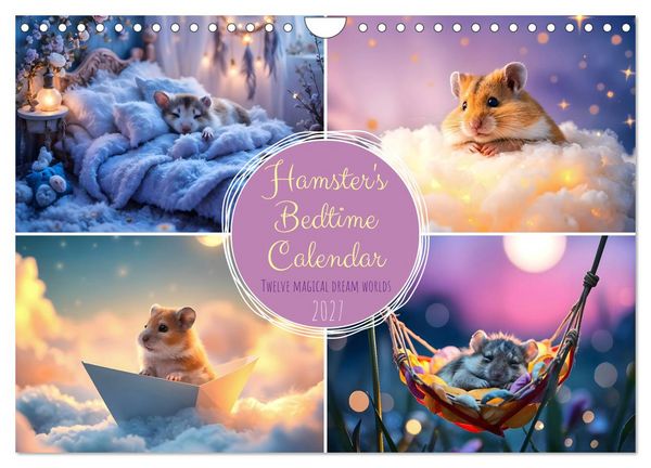 Produktbild: Hamster's Bedtime Calendar - Twelve magical dream worlds (Wall Calendar 2027 DIN A4 landscape), CALVENDO 12 Month Wall Calendar