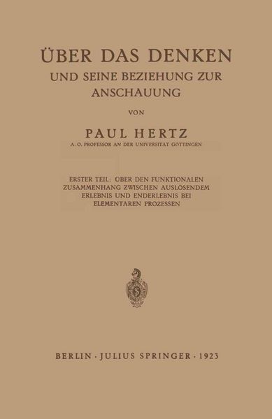 Produktbild: &Uuml;ber das Denken und Seine Beziehung zur Anschauung