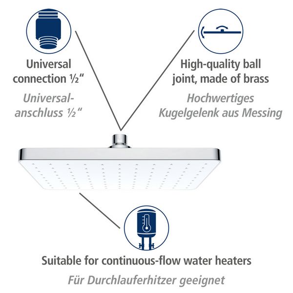Produktbild: Regenduschkopf Automatic Cleaning 25 x 17 cm, mit automatischem Reinigungssystem