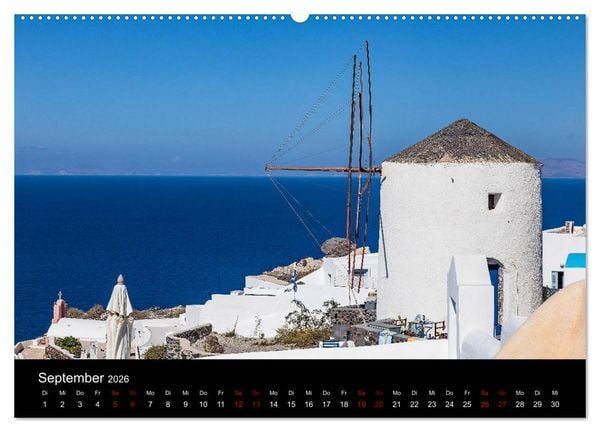 Produktbild: Santorini - K&ouml;nigin der Kykladen (hochwertiger Premium Wandkalender 2026 DIN A2 quer), Kunstdruck in Hochglanz