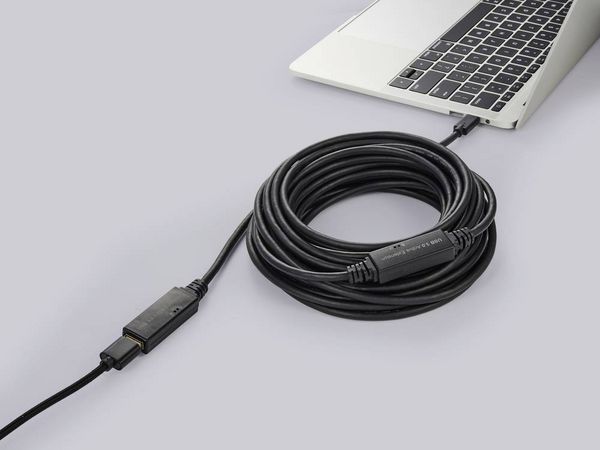 Produktbild: Renkforce USB-Kabel USB 3.2 Gen1 USB-C&reg; Stecker, USB-A Buchse 5.00 m Schwarz Aktiv mit Signalverst&auml;rkung, mit OTG-Funktion RF-5231962