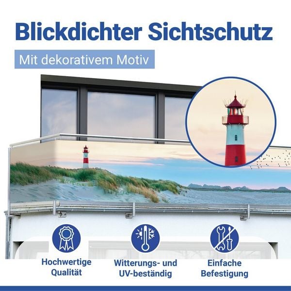 Produktbild: Balkon-Sichtschutz Mod. Nordseek&uuml;ste, UV- und witterungsbest&auml;ndig