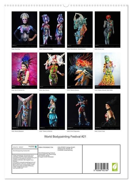 Produktbild: World Bodypainting Festival #21 (hochwertiger Premium Wandkalender 2027 DIN A2 hoch), Kunstdruck in Hochglanz