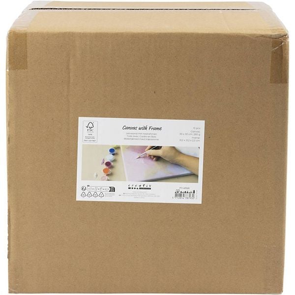 Produktbild: Creativ Company Gespannte Leinwand mit Rahmen, Gr&ouml;&szlig;e 30x30 cm, 280 g, Wei&szlig;, 10 Stk
