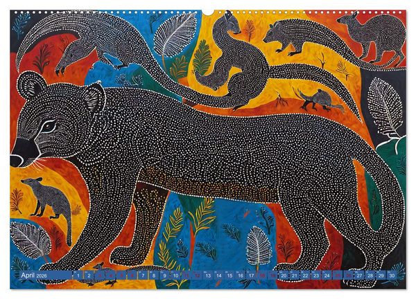 Produktbild: Traumzeit - KI-generierte Aborigine-Kunst aus dem Herzen Australiens (Wandkalender 2026 DIN A2 quer), CALVENDO Monatskalender