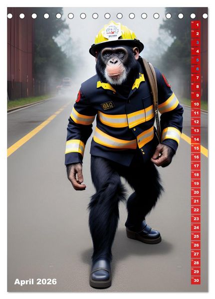 Produktbild: Feuerwehr - Tierischer Feuerwehrkalender (Tischkalender 2026 DIN A5 hoch), CALVENDO Monatskalender