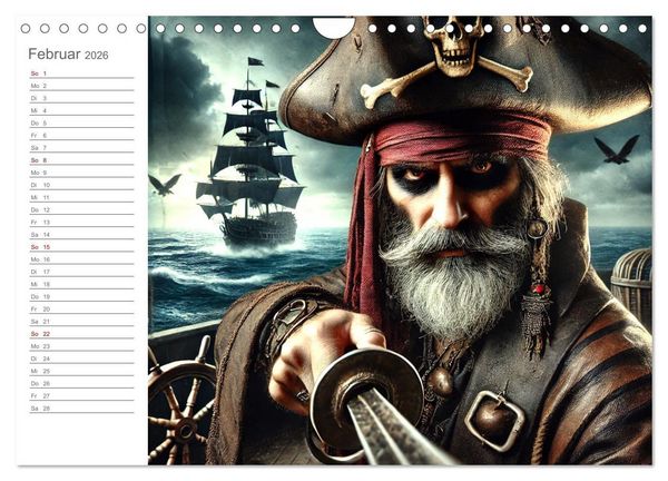 Produktbild: KI Piraten - Abenteuer der Seer&auml;uber auf hoher See (Wandkalender 2026 DIN A4 quer), CALVENDO Monatskalender
