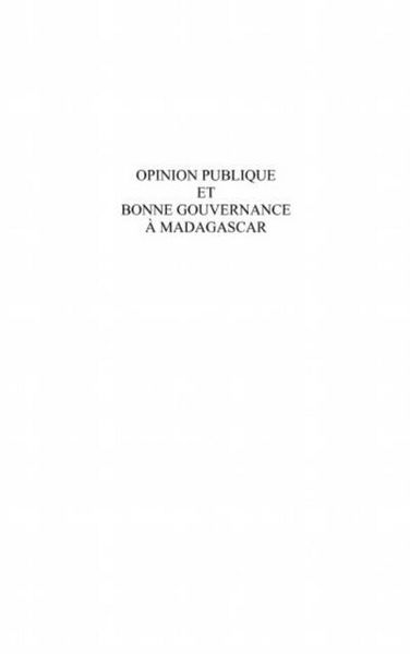 Produktbild: Opinion publique et bonne gouvernance A
