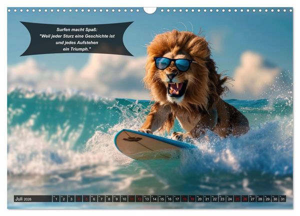 Produktbild: Der tierisch lustige Surfkalender (Wandkalender 2026 DIN A3 quer), CALVENDO Monatskalender