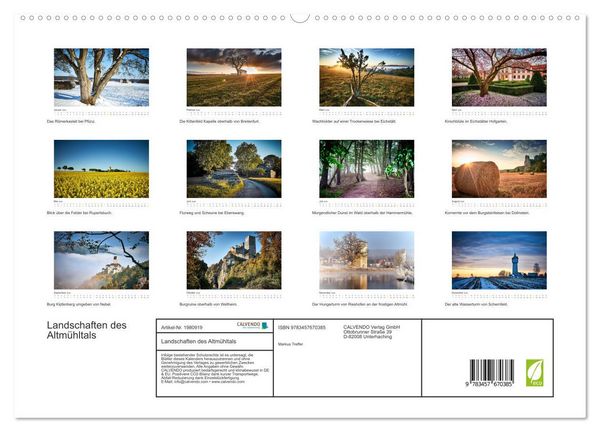 Produktbild: Landschaften des Altm&uuml;hltals (hochwertiger Premium Wandkalender 2026 DIN A2 quer), Kunstdruck in Hochglanz