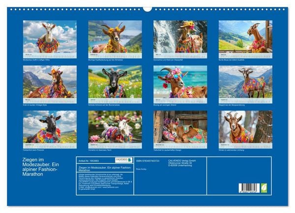 Produktbild: Ziegen im Modezauber. Ein alpiner Fashion-Marathon (Wandkalender 2026 DIN A2 quer), CALVENDO Monatskalender