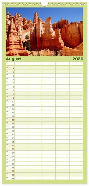 Produktbild: Familienplaner 2026 - USA-S&uuml;dwesten von seiner sch&ouml;nsten Seite 2026 mit 5 Spalten (Wandkalender, 21 x 45 cm) CALVENDO