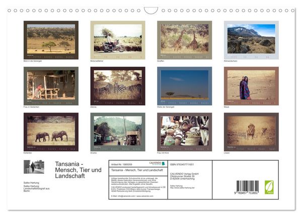 Produktbild: Tansania - Mensch, Tier und Landschaft (Wandkalender 2026 DIN A3 quer), CALVENDO Monatskalender