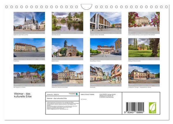 Produktbild: Weimar - das kulturelle Erbe (Wandkalender 2026 DIN A4 quer), CALVENDO Monatskalender