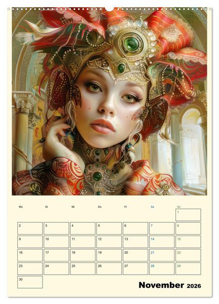 Produktbild: Surreale Frauenportraits im venezianischen Stil - Planer (Wandkalender 2026 DIN A2 hoch), CALVENDO Monatskalender