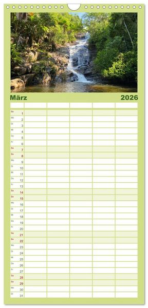 Produktbild: Familienplaner 2026 - In Gedanken auf den Seychellen mit 5 Spalten (Wandkalender, 21 x 45 cm) CALVENDO