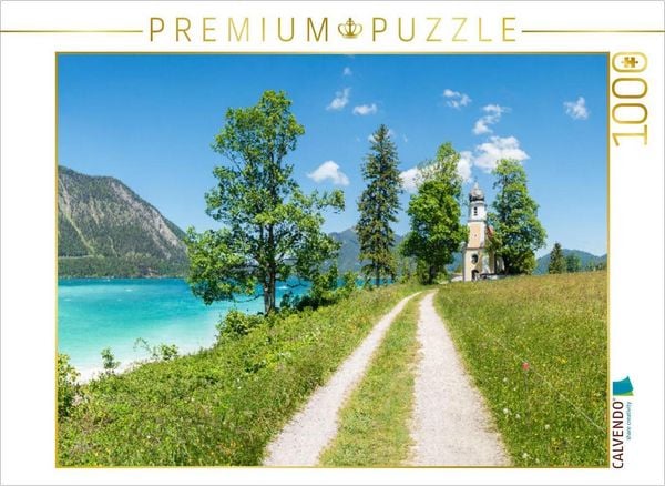 Produktbild: CALVENDO Puzzle Wanderweg am Walchensee, Bayern. Zitat: Die Bibel, 2. Mose 23,20 | 1000 Teile Lege-Gr&ouml;&szlig;e 64x48cm Foto-Puzzle f&uuml;r gl&uuml;ckliche Stunden