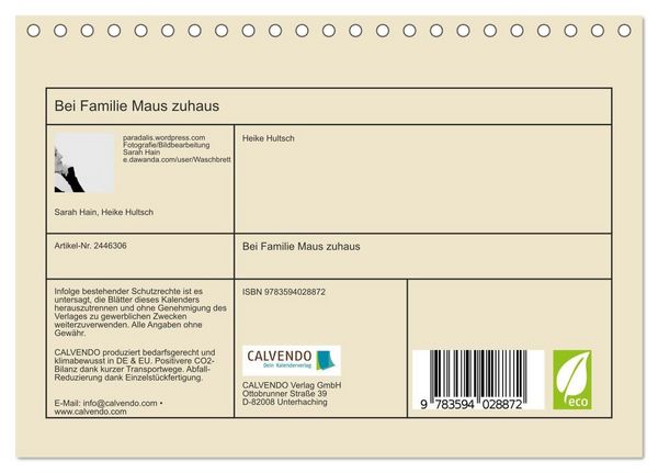 Produktbild: Bei Familie Maus zuhaus (Tischkalender 2027 DIN A5 quer), CALVENDO Monatskalender
