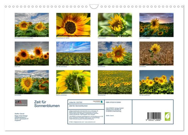 Produktbild: Zeit f&uuml;r Sonnenblumen (Wandkalender 2026 DIN A3 quer), CALVENDO Monatskalender