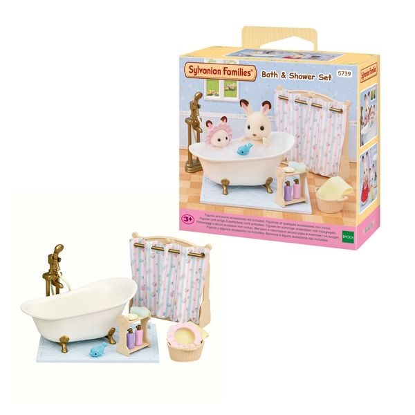 Sylvanian Families 5739 - Bath & Shower Set, Bad- und Duschset, Spielset, Puppenhaus-Zubehör
