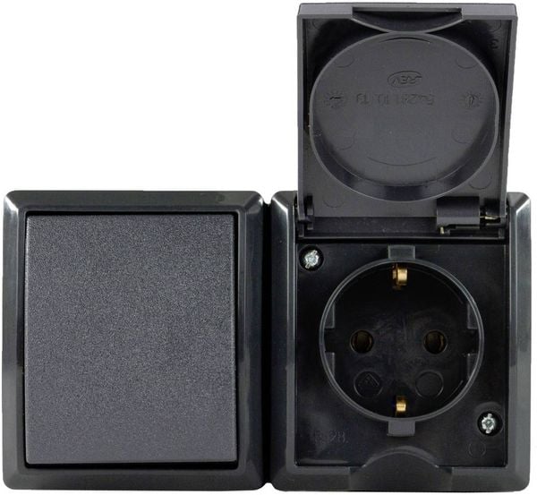 REV 0007861900 Aufputz-Steckdose mit Schalter IP44 Anthrazit