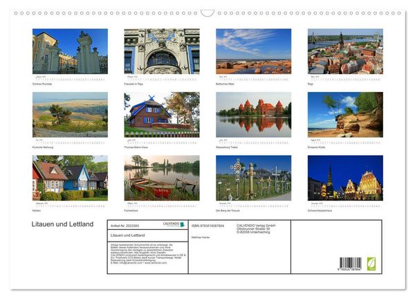 Produktbild: Litauen und Lettland (Wandkalender 2026 DIN A2 quer), CALVENDO Monatskalender
