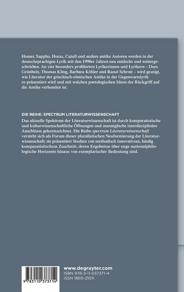 Produktbild: Antikenkonfigurationen in der deutschsprachigen Lyrik nach 1990