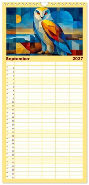 Produktbild: Familienplaner 2027 - Nordlicht in Facetten. Die Arktis in geometrischer Bildsprache mit 5 Spalten (Wandkalender, 21 x 45 cm) CALVENDO