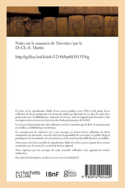 Produktbild: Notes sur le massacre de Tien-tsin