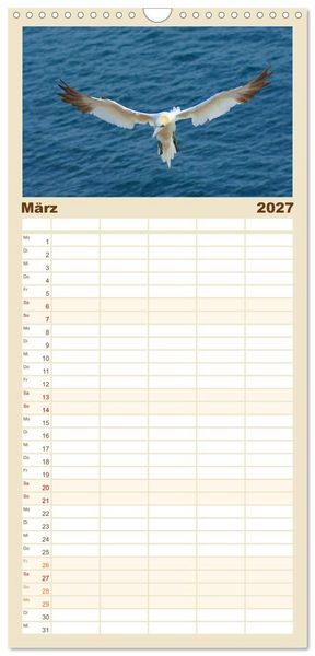 Produktbild: Familienplaner 2027 - An der Nordsee mit 5 Spalten (Wandkalender, 21 x 45 cm) CALVENDO