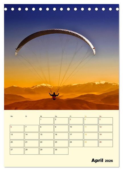 Produktbild: Paragliding - extrem aufregend (Tischkalender 2026 DIN A5 hoch), CALVENDO Monatskalender
