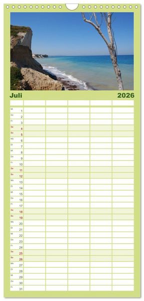 Produktbild: Familienplaner 2026 - Griechische Inseln mit 5 Spalten (Wandkalender, 21 x 45 cm) CALVENDO