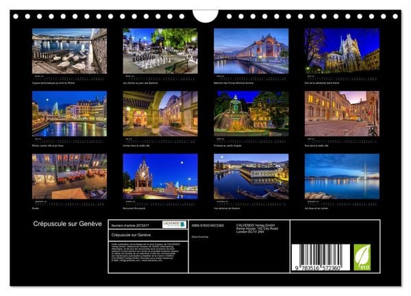 Produktbild: Cr&eacute;puscule sur Gen&egrave;ve (Calendrier mural 2026 DIN A4 vertical), CALVENDO calendrier mensuel