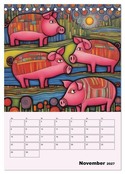 Produktbild: Farbenfrohe Tiermalerei (Tischkalender 2027 DIN A5 hoch), CALVENDO Monatskalender