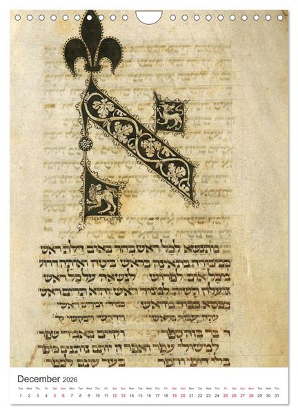 Produktbild: Hebrew Illuminations and Manuscripts (Wall Calendar 2026 DIN A4 portrait), CALVENDO 12 Month Wall Calendar