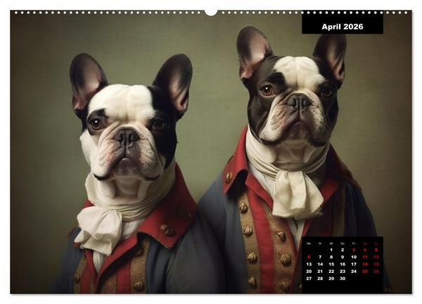 Produktbild: Franz&ouml;sische Bulldogge KI Digiart (hochwertiger Premium Wandkalender 2026 DIN A2 quer), Kunstdruck in Hochglanz