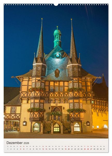 Produktbild: Wernigerode - Mittelalterliches Flair am Rande des Harzes (Wandkalender 2026 DIN A2 hoch), CALVENDO Monatskalender