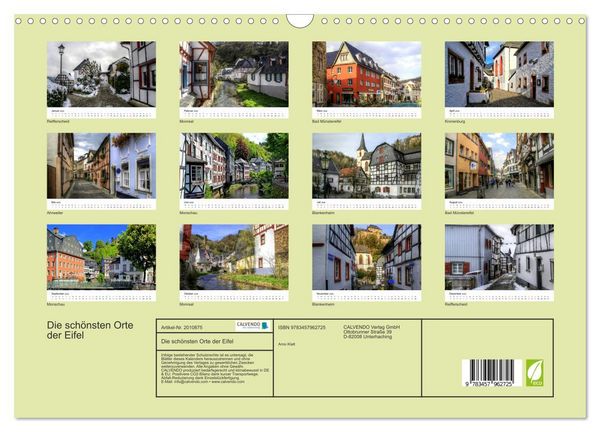 Produktbild: Die sch&ouml;nsten Orte der Eifel (Wandkalender 2026 DIN A3 quer), CALVENDO Monatskalender