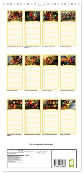 Produktbild: Familienplaner 2026 - K&uuml;chenkalender Gew&uuml;rzwelt mit 5 Spalten (Wandkalender, 21 x 45 cm) CALVENDO