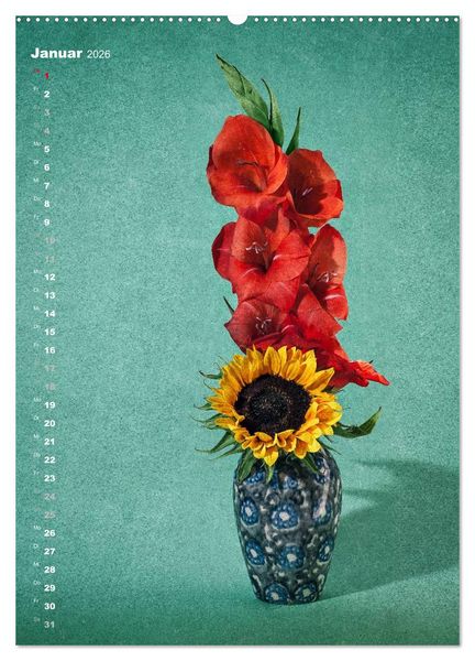Produktbild: Blumenschmuck in Bunzlau Keramik (Wandkalender 2026 DIN A2 hoch), CALVENDO Monatskalender